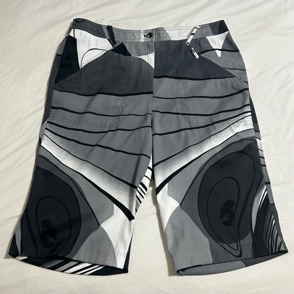 jamie sadock Pants - Jamie Sadock Womens Gray Abstract Geometric Golf Shorts Size 14 Black White